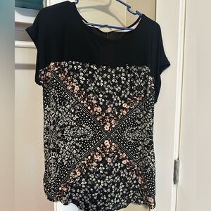 Rewind Black and Pink Floral Blouse